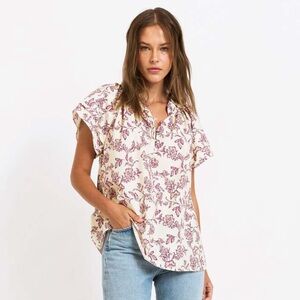 Christy Lynn Gigi Blouse in Raspberry Floral Medium